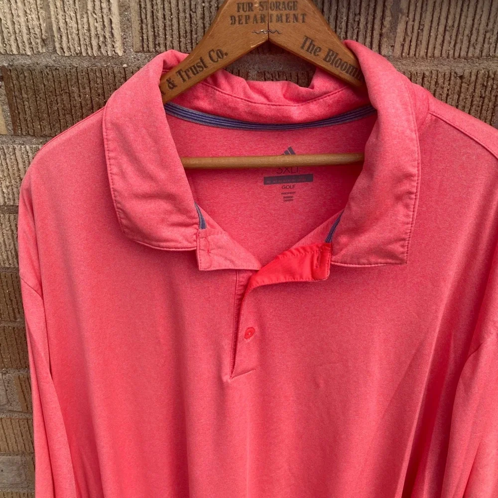 Adidas Ultimate365 Golf Polo Shirt Mens 3XLT Coral Pink Heathered Performance